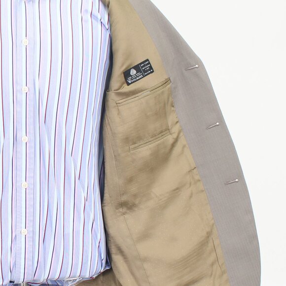 Calvin Klein 40R 34x31 Brown Full Suit 3-Button Stripe R626 - Picture 12 of 15
